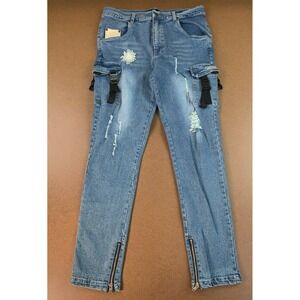 The Hideout Clothing THC Men's Size 36 Distressed Blessed Denim Jeans NWT